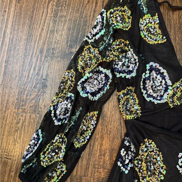 Anthropologie Floral Sequin Dress Let me Be-Q15 - Picture 6 of 14